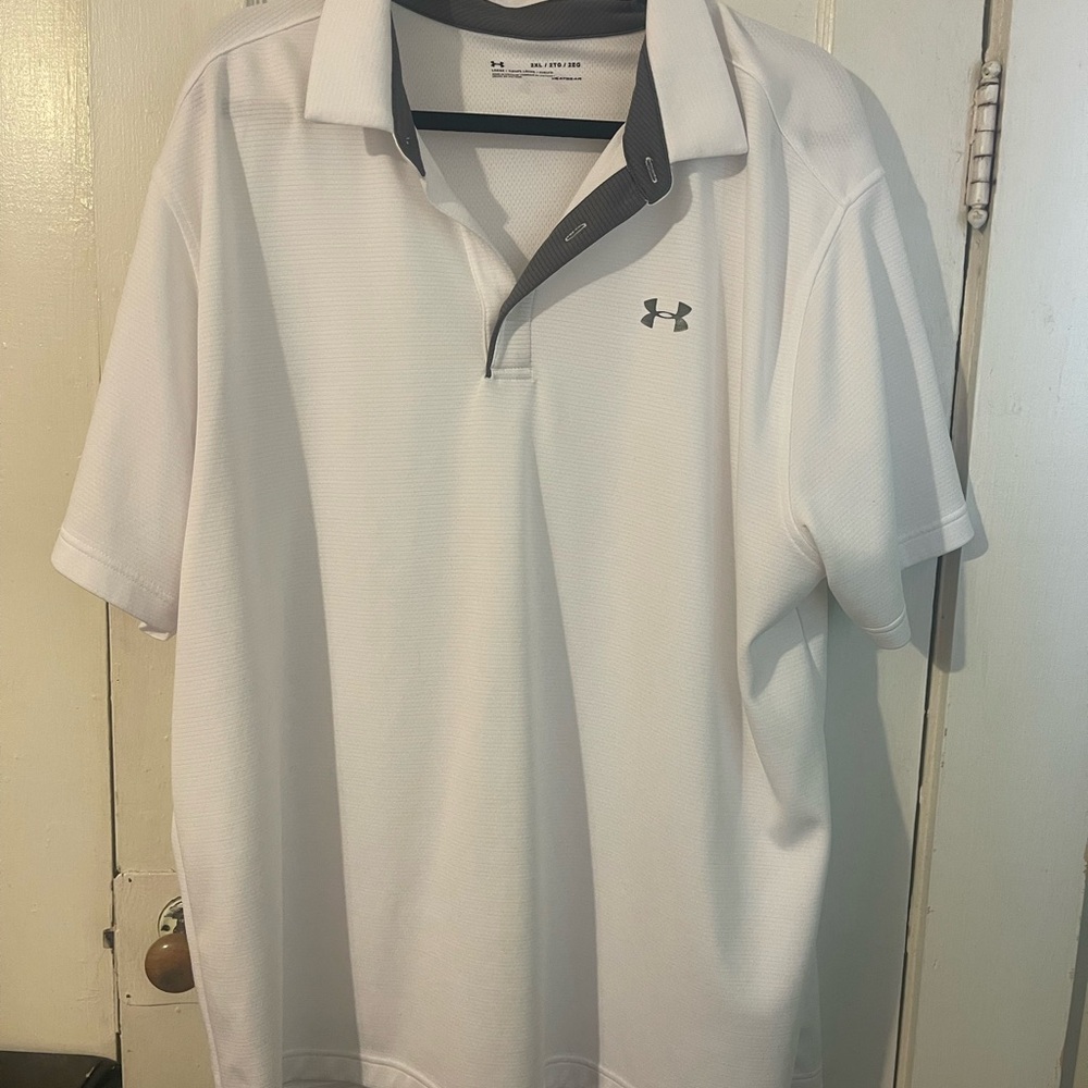 Under Armour Men's White and Gray Polo Shirt